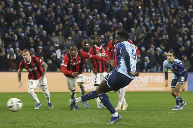 But de Mohamed Bayo (Le Havre) FOOTBALL : Le Havre Vs Nice - Ligue 1 Uber Eats - 16 12 2023 MichaelBaucher Panoramic 