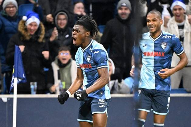 Foot Le Havre - Nice Emmanuel LELAIDIER MAXPPP - 16 12 2023 ; Le Havre ; France - Foot Ligue 1 Journée 16 Le Havre - Nice : Le buteur havrais Emmanuel SABBY, double buteur face à Nice LE HAVRE France  Copyright: xMAXPPPxEMMANUELxLELAIDIERx LEL2312162 LEL2312162