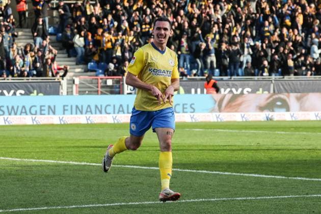 Torjubel - Torschütze Rayan Philippe (Eintracht Braunschweig,9) trifft zum 1-1 - 2. Fußball Bundesliga Saison 2023-2024 Eintracht Braunschweig vs. 1. FC Kaiserslautern im Eintracht Stadion in Braunschweig - Aktion,Fußball,Mann,Männer,Deutschland,17.12.2023