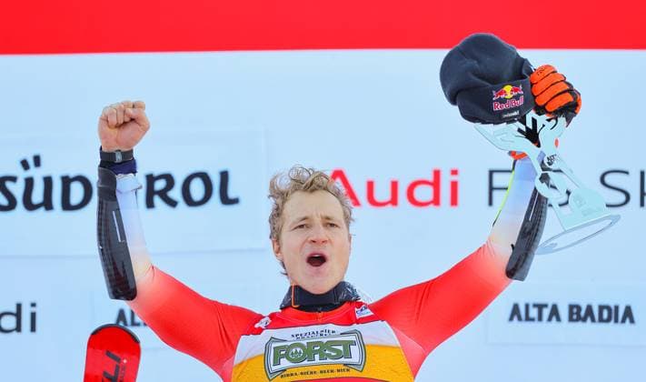 Bilder des Jahres 2023, Sport 12 Dezember Sport Themen der Woche KW50 ALPINE SKIING - FIS WC Alta Badia ALTA BADIA,ITALY,17.DEC.23 - ALPINE SKIING - FIS World Cup, giant slalom, men. Image shows the rejoicing of Marco Odermatt (SUI).  GEPAxpictures xThomasxBachun