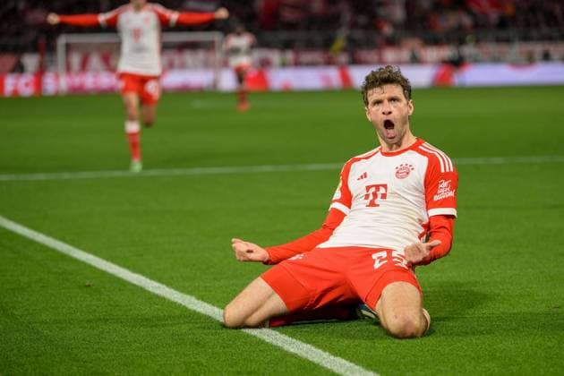 Fußball, 1. Bundesliga, 20231217, FC Bayern München - VfB Stuttgart. Im Bild Thomas MÜLLER (FC Bayern München, 25) Torjubel bejubelt Jubel Tor aberkanntes 2:0. München Allianz Arena Bayern Deutschland Copyright: Passion2Press MarkusxFischerx