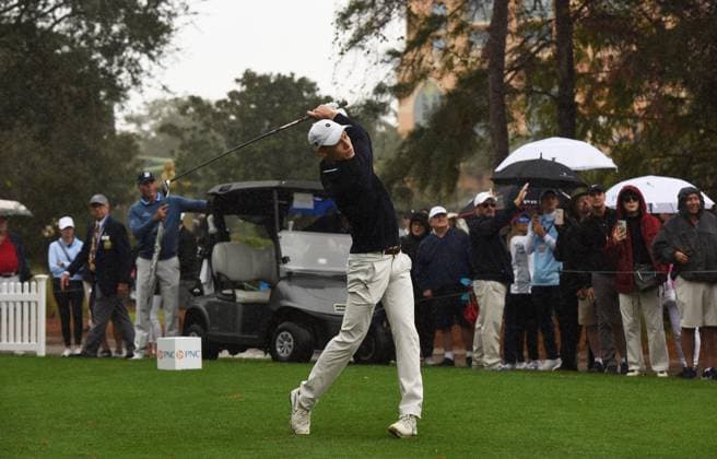 Final Round of PNC Championship in Orlando, Florida, US - 17 Dec 2023 Jason Langer tees off on the first hole during the final round of the PNC Championship at the Ritz-Carlton Golf Club in Orlando, Florida. Orlando United States Copyright: xPaulxHennessyx xSOPAxImagesx 12172023_PHH_PNC_16