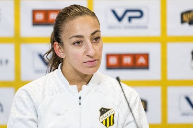 231219 Rusul Rosa Kafaji of Häcken during a press conference, PK, Pressekonferenz with Häcken on December 19, 2023 in Gothenburg. Photo: Mathias Bergeld BILDBYRAN kod MB MB0809 fotboll football soccer fotball champions league träning practice training häcken press conference dam bbeng Copyright: MATHIASxBERGELD BB231219MB053