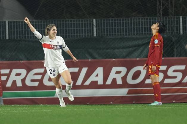 UEFA women™s Champions League Group C AS Roma vs Paris Saint-Germain Football Club Korbin Albert of Paris Saint-Germain celebrates after scoring a goal during UEFA women™s Champions League Group C match between AS Roma vs Paris Saint-Germain Football Club at tre fontane stadium, Rome, December 20, 2023. ABPH7866 Copyright: xAntonioxBalascox