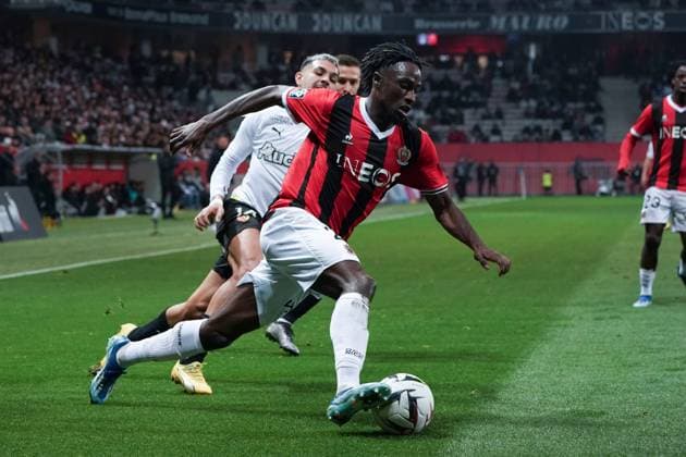 Evann Guesssand (OGC Nice) FOOTBALL : OGC Nice vs RC Lens - Ligue 1 Uber Eats - Nice - 20 12 2023 NorbertScanella Panoramic 