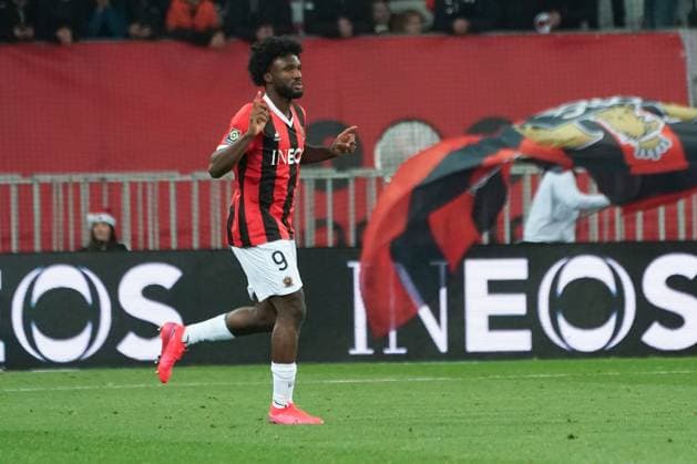 Joie - Terem Moffi (OGC Nice) FOOTBALL : OGC Nice vs RC Lens - Ligue 1 Uber Eats - Nice - 20 12 2023 NorbertScanella Panoramic 