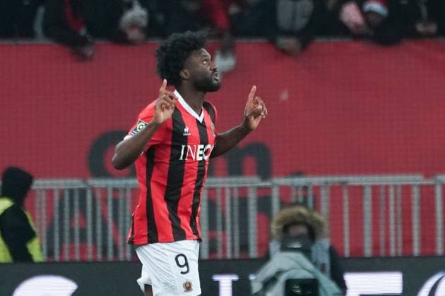 Joie - Terem Moffi (OGC Nice) FOOTBALL : OGC Nice vs RC Lens - Ligue 1 Uber Eats - Nice - 20 12 2023 NorbertScanella Panoramic 