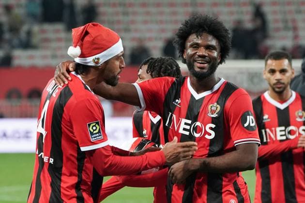 Dante (OGC Nice) - Terem Moffi (OGC Nice) FOOTBALL : OGC Nice vs RC Lens - Ligue 1 Uber Eats - Nice - 20 12 2023 NorbertScanella Panoramic 