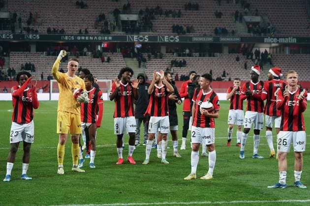 Joie - Equipe de l™OGC Nice FOOTBALL : OGC Nice vs RC Lens - Ligue 1 Uber Eats - Nice - 20 12 2023 NorbertScanella Panoramic 