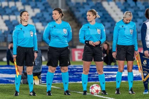December 20, 2023, Madrid, Madrid, Spain: LigaF Women s Champions Soccer Match - Real Madrid 0 - Paris FC 1 (12 20 2023)..Referee quartet of the women s soccer match - DANIELA CONSTANTINESCU - CRISTINA TRANDAFIR - ALINA PEAÅ¾U - MIHAELA TEPUSA Madrid Spain - ZUMAc312 20231220_zsp_c312_004 Copyright: xOscarxManuelxSanchezx
