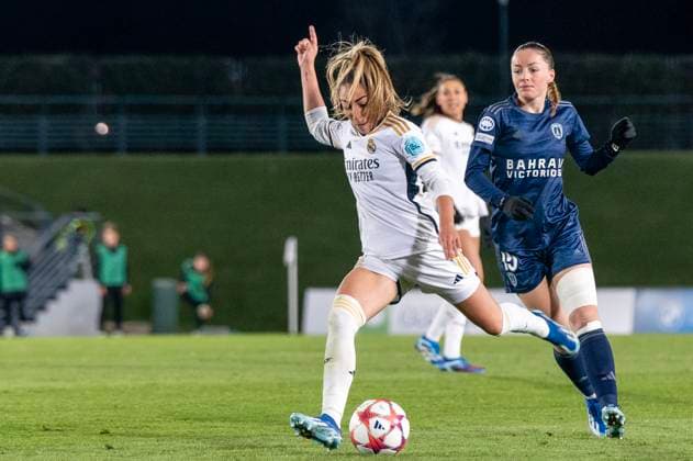 December 20, 2023, Madrid, Madrid, Spain: LigaF Women s Champions Soccer Match - Real Madrid 0 - Paris FC 1 (12 20 2023)..Shot attempt by player number 7 OLGA CARMONA Madrid Spain - ZUMAc312 20231220_zsp_c312_013 Copyright: xOscarxManuelxSanchezx