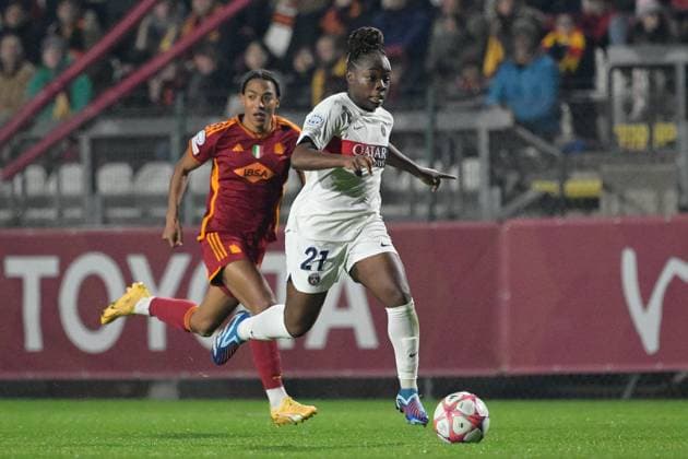 Sandy Baltimore of Paris Saint-Germain during the UEFA WomenÃ¢& x80;& x99;s Champions League 2023 24 group stage group C match between AS Roma vs Paris Saint Germain FC at the Tre Fontane stadium Rome on 20 December 2023.  Copyright: xFabrizioxCorradetti IPAxSportx x xx IPA_42346153 IPA_Agency_IPA42346153