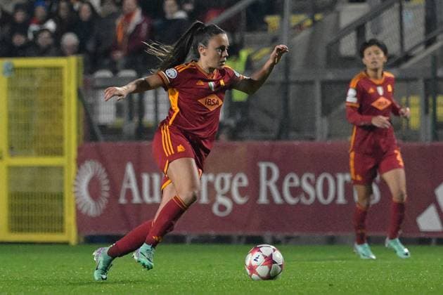 UEFA Champions League Women football match - Roma vs Paris Saint-Germain Annamaria Serturini (AS Roma) during the UEFA WomenÃ¢& x80;& x99;s Champions League 2023 24 group stage group C match between AS Roma vs Paris Saint Germain FC at the Tre Fontane stadium Rome on 20 December 2023. Rome Italy  Copyright: xIPAxSport ABACAx
