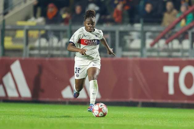 UEFA women™s Champions League Group C AS Roma vs Paris Saint-Germain Football Club Sandy Baltimore of Paris Saint-Germain controls the ball during UEFA women™s Champions League Group C match between AS Roma vs Paris Saint-Germain Football Club at tre fontane stadium, Rome, December 20, 2023. ABPH6470 Copyright: xAntonioxBalascox