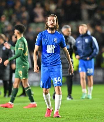 Plymouth Argyle v Birmingham City EFL Sky Bet Championship 23 12 2023. Ivan Sunjic (34) of Birmingham City during the EFL Sky Bet Championship match between Plymouth Argyle and Birmingham City at Home Park, Plymouth, England on 23 December 2023. Plymouth Home Park Devon England Editorial use only DataCo restrictions apply See www.football-dataco.com , Copyright: xGrahamxHuntx PSI-18699-0134