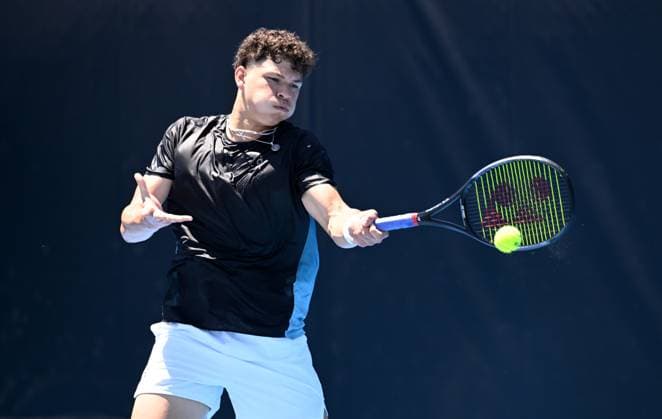 TENNIS BRISBANE INTERNATIONAL PRACTICE, Ben Shelton of the USA in action during a practice session ahead of the Brisbane International tennis tournament at Queensland Tennis Centre n Brisbane, Wednesday, December 27, 2023. ( NO ARCHIVING, EDITORIAL USE ONLY, NO USE IN BOOKS WITHOUT CONSENT BRISBANE QLD AUSTRALIA  Copyright: xDARRENxENGLANDx 20231227001882328894