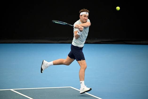 TENNIS UNITED CUP PRACTICE SYDNEY, Casper Ruud of Norway during a practice session ahead of the 2024 United Cup tennis tournament, at Sydney Olympic Park Tennis Centre in Sydney, Wednesday, December 27, 2023. ( NO ARCHIVING, EDITORIAL USE ONLY, NO USE IN BOOKS WITHOUT CONSENT SYDNEY NSW AUSTRALIA  Copyright: xDANxHIMBRECHTSx 20231227001882336190