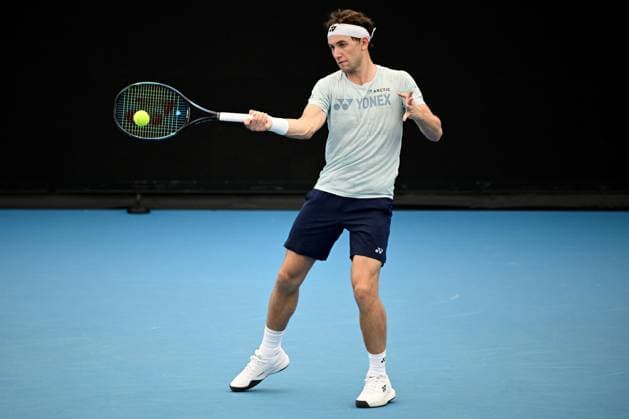 TENNIS UNITED CUP PRACTICE SYDNEY, Casper Ruud of Norway during a practice session ahead of the 2024 United Cup tennis tournament, at Sydney Olympic Park Tennis Centre in Sydney, Wednesday, December 27, 2023. ( NO ARCHIVING, EDITORIAL USE ONLY, NO USE IN BOOKS WITHOUT CONSENT SYDNEY NSW AUSTRALIA  Copyright: xDANxHIMBRECHTSx 20231227001882336322