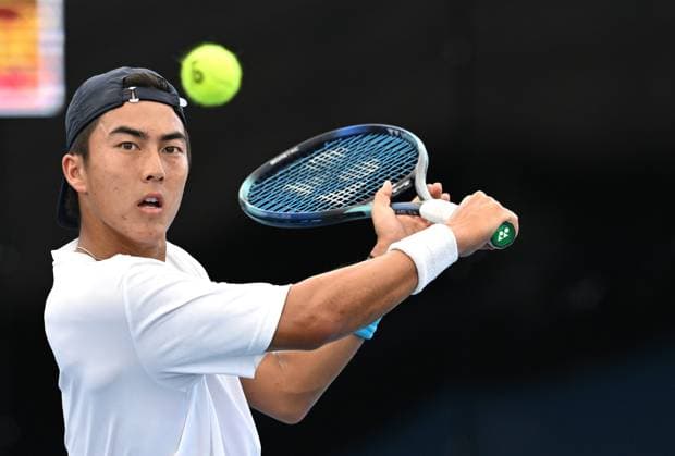 TENNIS BRISBANE INTERNATIONAL PRACTICE, Rinky Hijikata of Australia in action during a practice session ahead of the Brisbane International tennis tournament at Queensland Tennis Centre n Brisbane, Wednesday, December 27, 2023. ( NO ARCHIVING, EDITORIAL USE ONLY, NO USE IN BOOKS WITHOUT CONSENT BRISBANE QLD AUSTRALIA  Copyright: xDARRENxENGLANDx 20231227001882340358