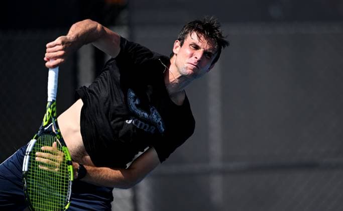 TENNIS BRISBANE INTERNATIONAL PRACTICE, Aleksandar Vukic of Australia in action during a practice session ahead of the Brisbane International tennis tournament at Queensland Tennis Centre n Brisbane, Wednesday, December 27, 2023. ( NO ARCHIVING, EDITORIAL USE ONLY, NO USE IN BOOKS WITHOUT CONSENT BRISBANE QLD AUSTRALIA  Copyright: xDARRENxENGLANDx 20231227001882367210