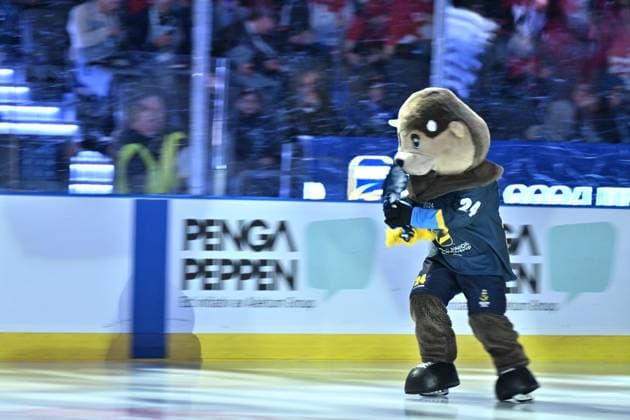 GOTHENBURG, SWEDEN 20231227 The official mascot Frölle during the IIHF World Junior Championship group A Ice hockey, Eishockey match between Latvia and Canada at Scandinavium in Gothenburg, Sweden December 27, 2023. GOTHENBURG SWEDEN x9200x