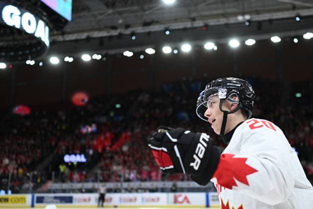 GOTHENBURG, SWEDEN 20231227 Canada s Carson Rehkopf scores 0-4 during the IIHF World Junior Championship group A Ice hockey, Eishockey match between Latvia and Canada at Scandinavium in Gothenburg, Sweden December 27, 2023. GOTHENBURG SWEDEN x9200x