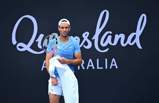 TENNIS BRISBANE INTERNATIONAL PRACTICE, Rafael Nadal of Spain is seen during a practice session ahead of the Brisbane International at the Queensland Tennis Centre in Brisbane, Thursday, December 28, 2023. ( NO ARCHIVING, EDITORIAL USE ONLY, NO USE IN BOOKS WITHOUT CONSENT BRISBANE QLD AUSTRALIA  Copyright: xDARRENxENGLANDx 20231228001882607105