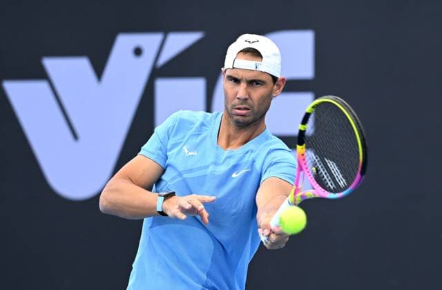 TENNIS BRISBANE INTERNATIONAL PRACTICE, Rafael Nadal of Spain in action during a practice session ahead of the Brisbane International at the Queensland Tennis Centre in Brisbane, Thursday, December 28, 2023. ( NO ARCHIVING, EDITORIAL USE ONLY, NO USE IN BOOKS WITHOUT CONSENT BRISBANE QLD AUSTRALIA  Copyright: xDARRENxENGLANDx 20231228001882608658
