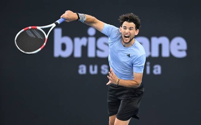 TENNIS BRISBANE INTERNATIONAL PREVIEW, Dominic Thiem of Austria in action against James McCabe of Australia during their qualifying round match at the Brisbane International at the Queensland Tennis Centre in Brisbane, Saturday, December 30, 2023.( NO ARCHIVING, EDITORIAL USE ONLY, NO USE IN BOOKS WITHOUT CONSENT BRISBANE QLD AUSTRALIA  Copyright: xDARRENxENGLANDx 20231230001883216801