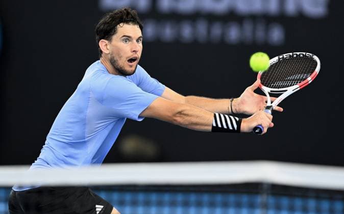 TENNIS BRISBANE INTERNATIONAL PREVIEW, Dominic Thiem of Austria in action against James McCabe of Australia during their qualifying round match at the Brisbane International at the Queensland Tennis Centre in Brisbane, Saturday, December 30, 2023.( NO ARCHIVING, EDITORIAL USE ONLY, NO USE IN BOOKS WITHOUT CONSENT BRISBANE QLD AUSTRALIA  Copyright: xDARRENxENGLANDx 20231230001883224795