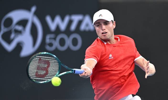 TENNIS BRISBANE INTERNATIONAL, Christopher O?Connell of Australia in action against Alexei Popyrin of Australia during their round 1 match on Day 1 of the 2024 Brisbane International at the Queensland Tennis Centre in Brisbane, unday, December 31, 2023. ( NO ARCHIVING, EDITORIAL USE ONLY, NO USE IN BOOKS WITHOUT CONSENT BRISBANE QUEENSLAND AUSTRALIA  Copyright: xDARRENxENGLANDx 20231231001883556552