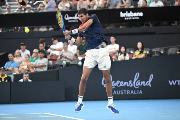 TENNIS BRISBANE INTERNATIONAL, Alexei Popyrin of Australia in action against Christopher O?Connell of Australia during their round 1 match on Day 1 of the 2024 Brisbane International at the Queensland Tennis Centre in Brisbane, unday, December 31, 2023. ( NO ARCHIVING, EDITORIAL USE ONLY, NO USE IN BOOKS WITHOUT CONSENT BRISBANE QUEENSLAND AUSTRALIA  Copyright: xDARRENxENGLANDx 20231231001883559448