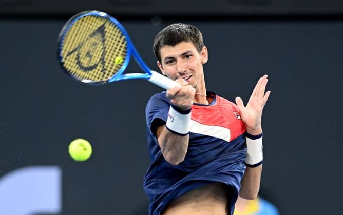 TENNIS BRISBANE INTERNATIONAL, Alexei Popyrin of Australia in action against Christopher O?Connell of Australia during their round 1 match on Day 1 of the 2024 Brisbane International at the Queensland Tennis Centre in Brisbane, unday, December 31, 2023. ( NO ARCHIVING, EDITORIAL USE ONLY, NO USE IN BOOKS WITHOUT CONSENT BRISBANE QUEENSLAND AUSTRALIA  Copyright: xDARRENxENGLANDx 20231231001883573527