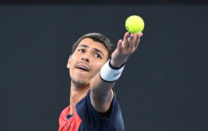 TENNIS BRISBANE INTERNATIONAL, Alexei Popyrin of Australia in action against Christopher O?Connell of Australia during their round 1 match on Day 1 of the 2024 Brisbane International at the Queensland Tennis Centre in Brisbane, unday, December 31, 2023. ( NO ARCHIVING, EDITORIAL USE ONLY, NO USE IN BOOKS WITHOUT CONSENT BRISBANE QUEENSLAND AUSTRALIA  Copyright: xDARRENxENGLANDx 20231231001883573915