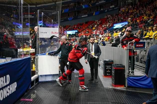 Canadas Conor Geekie gets a penalty and leaves the ice during the IIHF World Junior Championship group A Ice hockey, Eishockey match between Canada and Germany at Scandinavium in Gothenburg, Sweden December 31, 2023. Göteborg Sverige x9200x