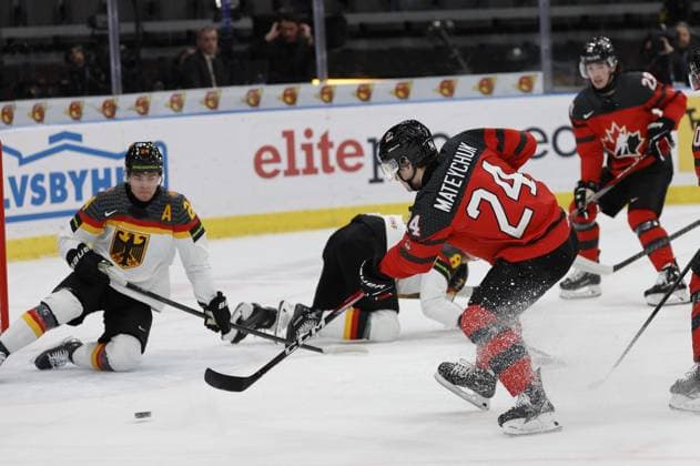Gothenburg, SWEDEN 20231231 Canada s Denton Mateychuk during the IIHF World Junior Championship group A Ice hockey, Eishockey match between Canada and Germany at Scandinavium in Gothenburg, Sweden December 31, 2023. Gothenburg SWEDEN x9200x