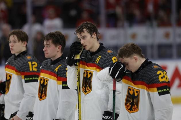 Germany after the loss IIHF World Junior Championship group A Ice hockey, Eishockey match between Canada and Germany at Scandinavium in Gothenburg, Sweden December 31, 2023. Gothenburg SWEDEN x9200x