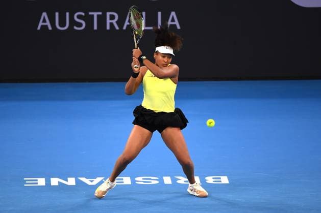 TENNIS BRISBANE INTERNATIONAL, Naomi Osaka in action against Tamara Korpatsch during their round one match on Day 2 of the 2024 Brisbane International at the Queensland Tennis Centre in Brisbane, Monday, January 1, 2024. NO ARCHIVING, EDITORIAL USE ONLY, NO USE IN BOOKS WITHOUT CONSENT BRISBANE QUEENSLAND AUSTRALIA  Copyright: xJONOxSEARLEx 20240101001883834623