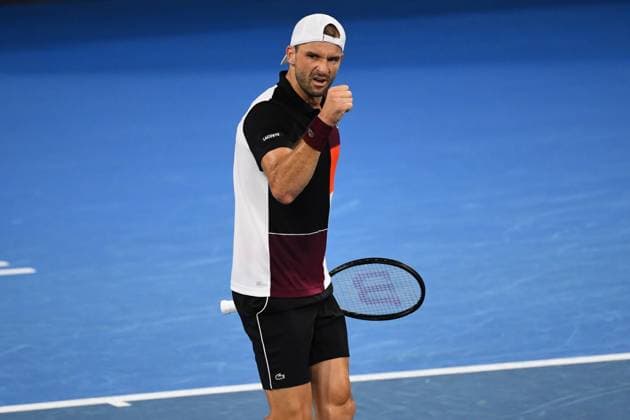TENNIS BRISBANE INTERNATIONAL, Grigor Dimitrov in action against Andy Murray during their round one match on Day 2 of the 2024 Brisbane International at the Queensland Tennis Centre in Brisbane, Monday, January 1, 2024. NO ARCHIVING, EDITORIAL USE ONLY, NO USE IN BOOKS WITHOUT CONSENT BRISBANE QUEENSLAND AUSTRALIA  Copyright: xJONOxSEARLEx 20240101001883909951