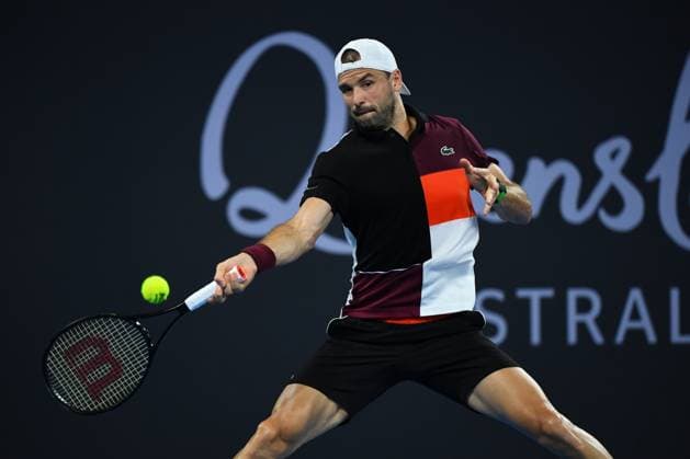 TENNIS BRISBANE INTERNATIONAL, Grigor Dimitrov in action against Andy Murray during their round one match on Day 2 of the 2024 Brisbane International at the Queensland Tennis Centre in Brisbane, Monday, January 1, 2024. NO ARCHIVING, EDITORIAL USE ONLY, NO USE IN BOOKS WITHOUT CONSENT BRISBANE QUEENSLAND AUSTRALIA  Copyright: xJONOxSEARLEx 20240101001883910859