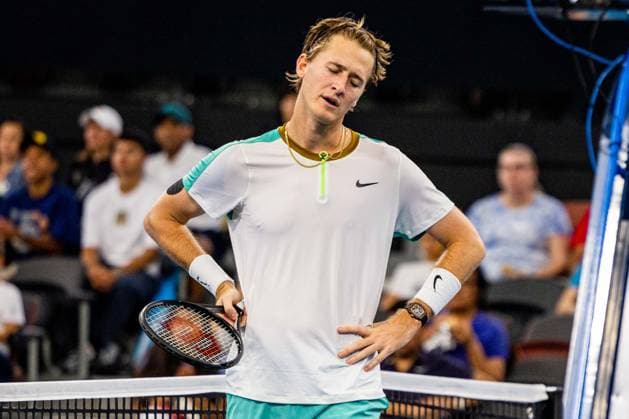 Yannick Hanfmann defeats Sebastian Korda in the round of 32 at Brisbane international 2nd January 2024 Brisbane International Tennis Tournament, Day Three, Queensland Tennis Centre, Brisbane, Australia - 02 Jan 2024  Copyright: xBenxSymons Shutterstockx 14279942b