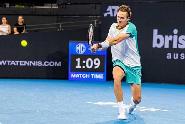 Yannick Hanfmann defeats Sebastian Korda in the round of 32 at Brisbane international 2nd January 2024 Brisbane International Tennis Tournament, Day Three, Queensland Tennis Centre, Brisbane, Australia - 02 Jan 2024  Copyright: xBenxSymons Shutterstockx 14279942g