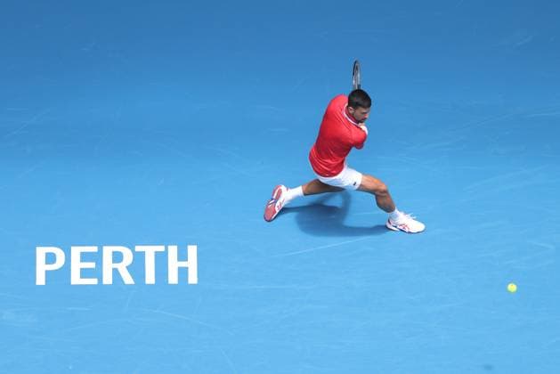 Sport Themen der Woche KW01 TENNIS UNITED CUP PERTH, Novak Djokovic of Serbia in action against Jiri Lehecka of the Czech Republic during their group stage match of the 2024 United Cup at RAC Arena in Perth, Tuesday, January 2, 2024. ( NO ARCHIVING, EDITORIAL USE ONLY, NO USE IN BOOKS WITHOUT CONSENT PERTH WESTERN AUSTRALIA AUSTRALIA  Copyright: xRICHARDxWAINWRIGHTx 20240102001884149527