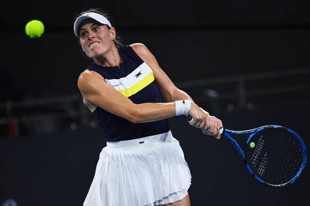 TENNIS BRISBANE INTERNATIONAL, Kimberly Birrell of Australia in action against Olivia Gadecki of Australia during their match on Day 3 of the 2024 Brisbane International at the Queensland Tennis Centre in Brisbane, Tuesday, January 2, 2024. ( NO ARCHIVING, EDITORIAL USE ONLY, NO USE IN BOOKS WITHOUT CONSENT BRISBANE QUEENSLAND AUSTRALIA  Copyright: xJONOxSEARLEx 20240102001884206471