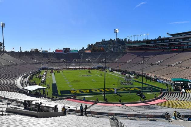 NCAA, College League, USA Football 2024: 110th Rose Bowl CFP National Semi Final Alabama vs Michigan JAN 01 January 1, 2024 Pasadena, CA.Over Views of the Rose Bow Stadium before the 110th Rose Bowl CFP National Semi Final College football game between the Alabama Crimson Tide and the Michigan Wolverines at the Rose Bowl on January 02, 2024 in Pasadena, California..Mandatory Photo Credit: Louis Lopez Cal Media (Credit Image: Â Louis Lopez Cal Sport Media) Pasadena CA United States of America EDITORIAL USE ONLY Copyright: xx ZUMA-20240101_zma_c04_072.jpg LouisxLopezx csmphotothree217687