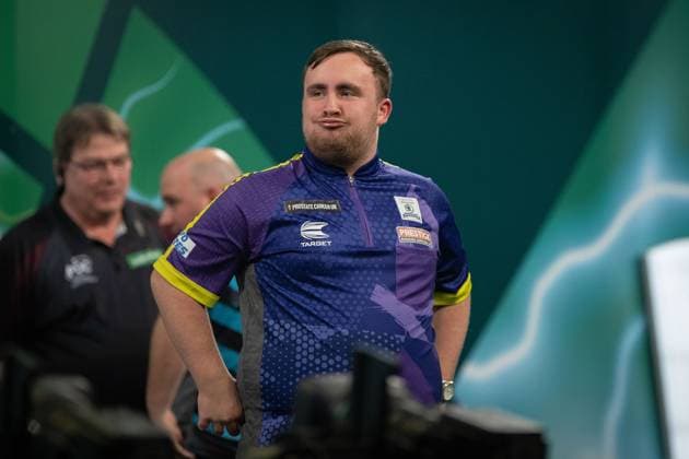 Sport Themen der Woche KW01 Darts 2024 PDC World Darts Championship Luke Littler (ENG) reacts after winning his semi-final match against Rob Cross (ENG) (not in picture) during the 2024 PDC Paddy Power World Darts Championship at Alexandra Palace, London, United Kingdom on 2 January 2024. Editorial use only , Copyright: xIanxStephenx PSI-18613-0045