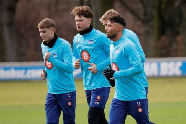 Deutschland, Berlin, Sportpark, GER, 2.FBL, Hertha BSC, Saison 2023 24, Training, Foto:Marten Winkler, Linus Gechter, Nader El-Jindaoui