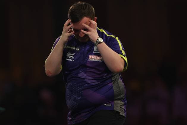 Sport Themen der Woche KW01 Sport Bilder des Tages 3rd January 2024, Alexandra Palace, London, England; 2023 24 PDC Paddy Power World Darts Championships Day 16, Final; Luke Littler reacts after he misses a double during his match against Luke Humphries  ActionPlus12594277 ShaunxBrooks