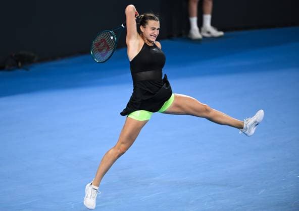 Sport Themen der Woche KW01 Sport Bilder des Tages TENNIS BRISBANE INTERNATIONAL, Aryna Sabalenka of Belarus in action against Lin Zhu of China during their match on Day 5 of the 2024 Brisbane International at the Queensland Tennis Centre in Brisbane, Thursday, January 4, 2024. ( NO ARCHIVING, EDITORIAL USE ONLY, NO USE IN BOOKS WITHOUT CONSENT BRISBANE QUEENSLAND AUSTRALIA  Copyright: xZAINxMOHAMMEDx 20240104001884731572