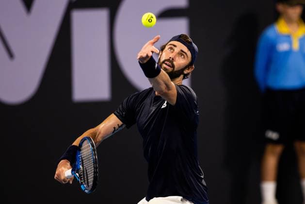 Jordan Thompson in action during the Quarter Finals Brisbane international 5th January 2024 Brisbane International Tennis Tournament, Day Six, Queensland Tennis Centre, Brisbane, Australia - 05 Jan 2024  Copyright: xBenxSymons Shutterstockx 14282841il
